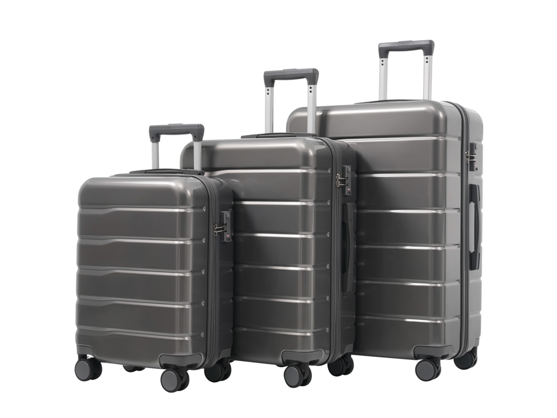 Conjunto De Malas Abs Pc 3 Peças M L Xl 20 24 28 Polegadas Rodas 360 Graus Fechadura Tsa Para Viagens Em Família Ou Negócios Mega Echo Trade Shop