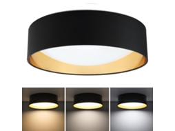 Plafón Led Circular Ø40cm 30w Tela Preta Com Refletor Interno Dourado Espelhado Luz Selecionável 3000k/4000k/6000k Alpinaluz