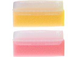 Conjunto Valiclud Com 2 Escovas Sensoriais Para Banho De Bebê, Compactas E Macias, Rosa E Amarela, Para Massagem E