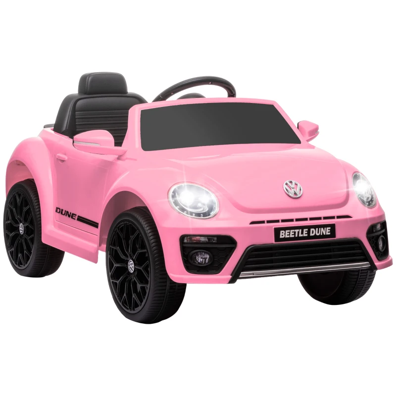 Carro Elétrico Para Crianças - Volkswagen Beetle Dune - 3 A 5 Anos - Máxima 30kg - 12v - 3 A 5 Km/h, Com Comando - Rosa