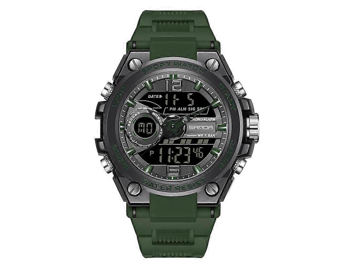 Relógio Esportivo À Prova D'água Sanda 6092 Com Visor Luminoso De Duplo Fuso Horário