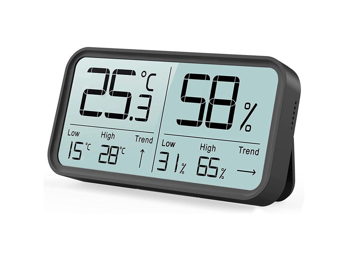 Higrômetro Termômetro Digital Indoor, Medidor de Temperatura e Umidade, Preto | S/MARCA