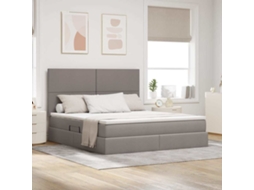 Vidaxl Cama De Armazenamento Led Com Colchão Cinzento-acastanhado