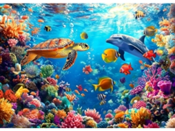 Quebra Cabeça De 1000 Peças Do Mundo Subaquático Para Adultos, Quebra Cabeça De Tartaruga Marinha E Baleia De 1000 Peças Bisbisous (azul)