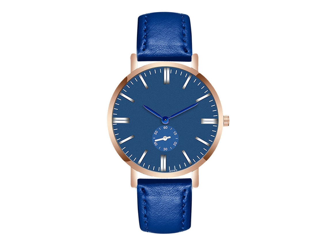 Reloj De Pulsera Para Hombre De Cuarzo Con Correa De Cuero Pu Moda (azul Real)