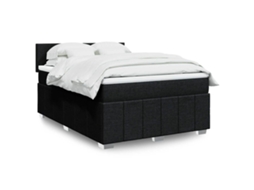 Vidaxl Cama Com Molas/colchão 140x200 Cm Tecido Preto