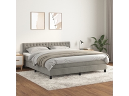 Vidaxl Cama Com Molas/colchão 180x200 Cm Veludo Cinzento-claro