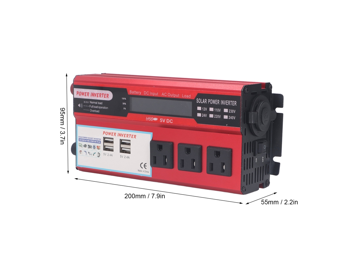 Inversor De Carro 500w 3 Tomadas 4 Usb Lcd