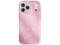 Capa Para Iphone 17 Pro Max, Design Em Dois Materiais E Acabamento Rosa Com Glitter.