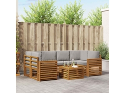 Vidaxl Conjunto De Sofás Para Exterior 7 Unid. Cinza Natural E Claro