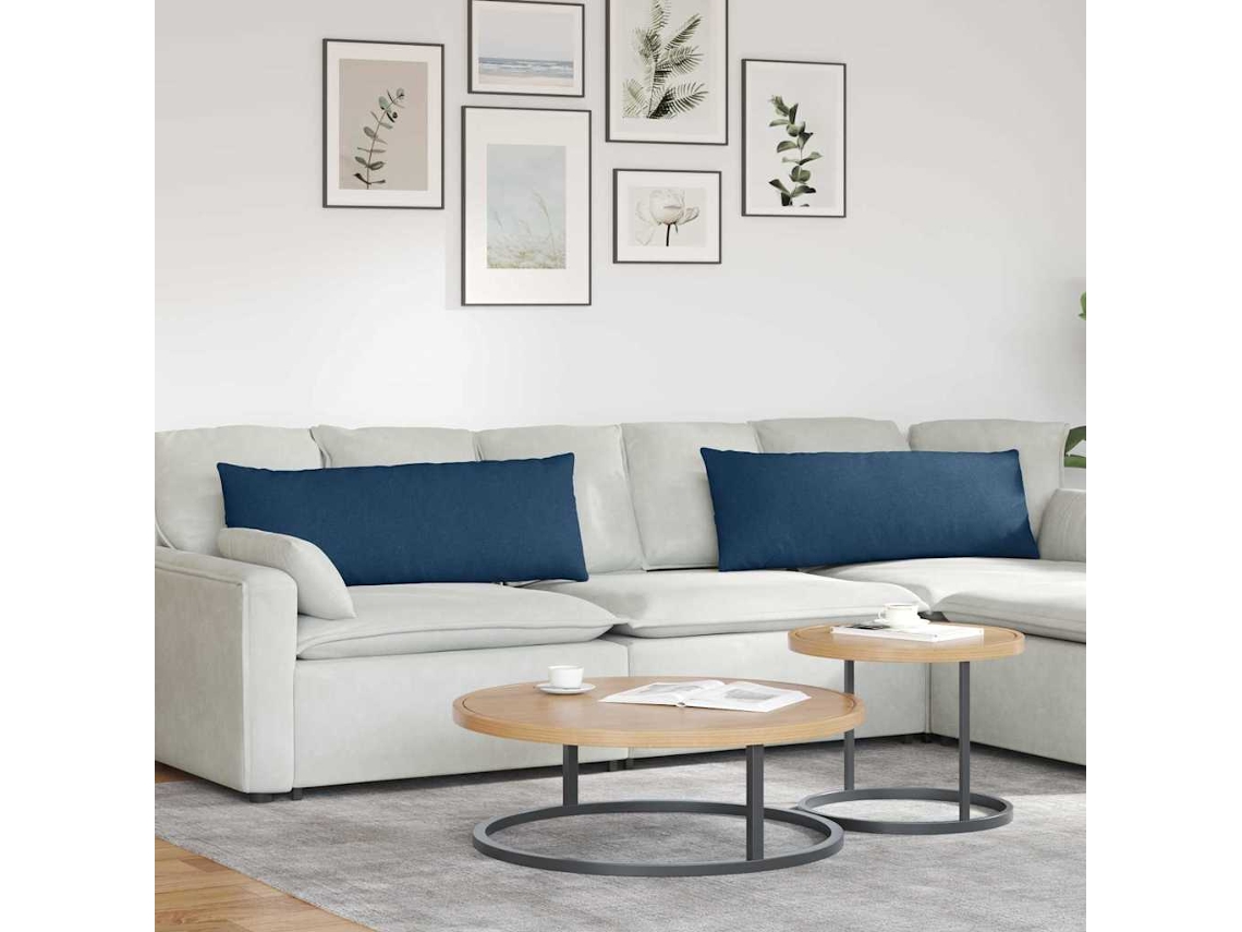 Vidaxl Travesseiros De Sofá 2 Unid. Tecido Azul 120 X 40 Cm