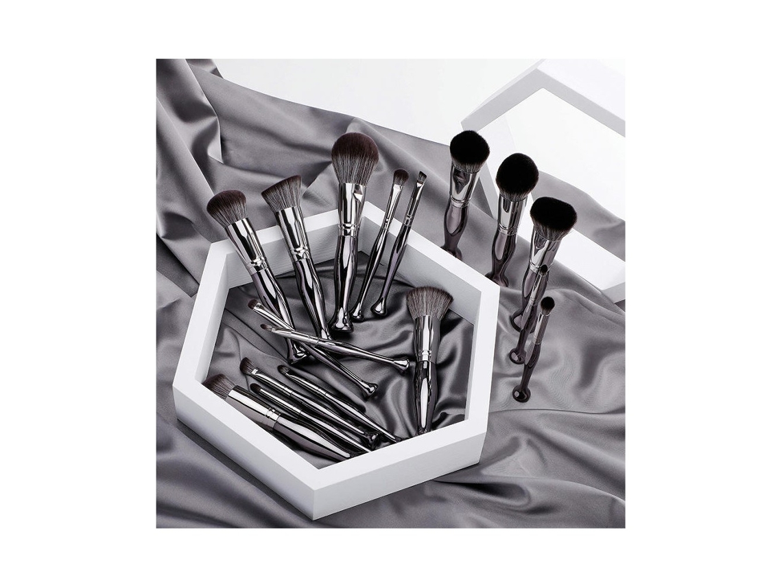 Conjunto de com 12 Peças para Entusiastas de Maquilhagem Conjunto de para Viagem e Mistura Prata LUUCOZK