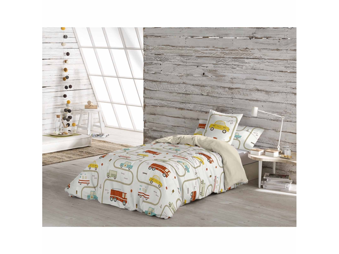 Cama de Capa de Edredão Estampada 105 Algodão Extra Macio Feito na Espanha Grem COOL KIDS