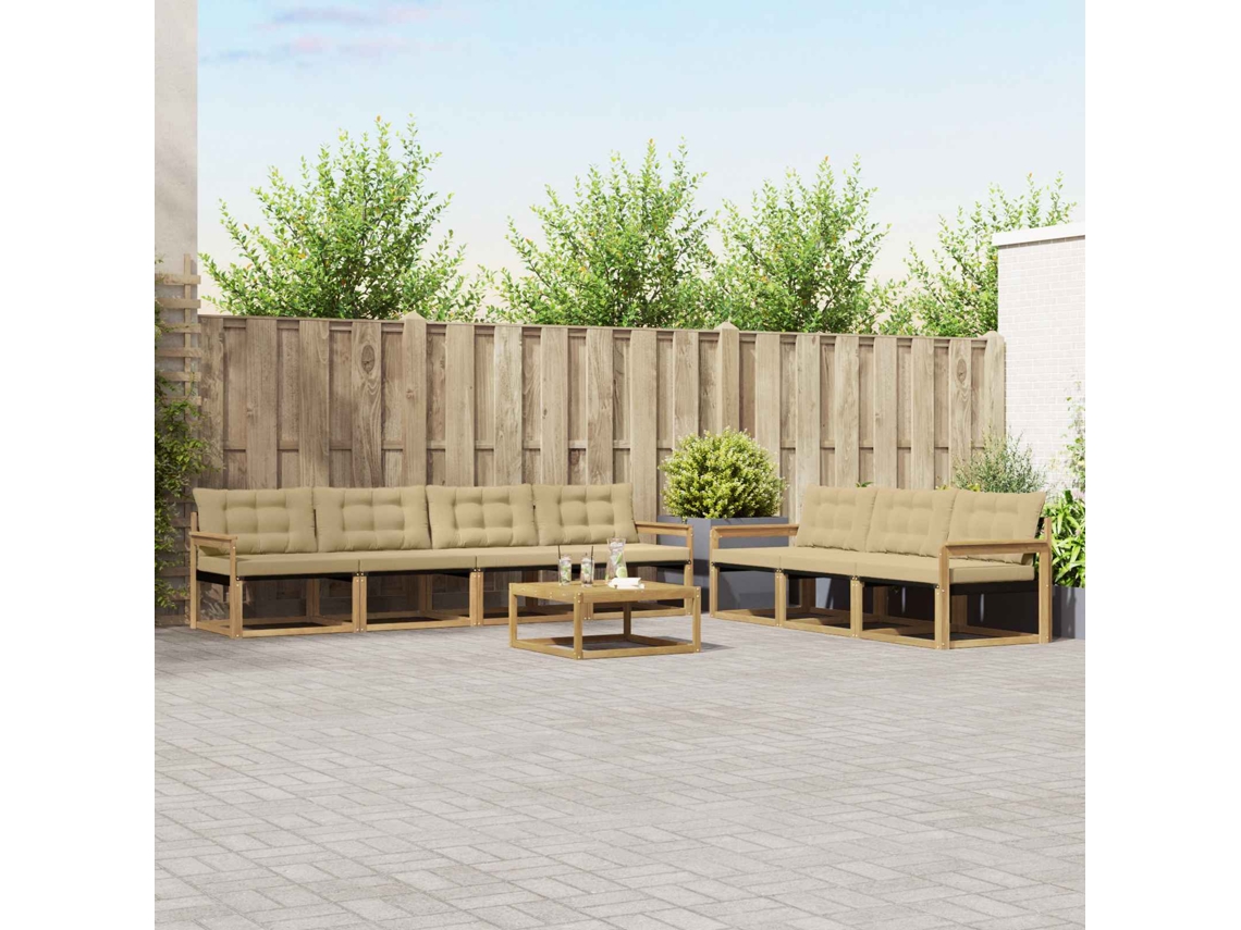 Vidaxl Conjunto De Sofás Para Exterior 8 Pcs Branco E Bege