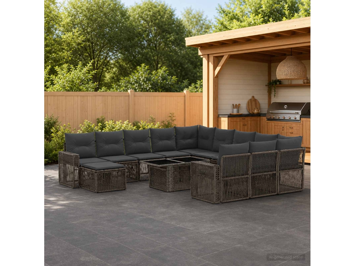 Vidaxl Conjunto De Sofá De Jardim 13 Unid. Cinza E Cinza Escuro