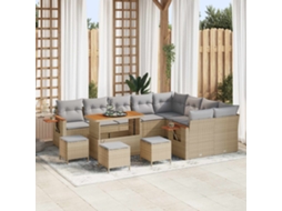 Vidaxl Conjunto De Sofá De Jardim 13 Unid. Bege Vime Pe