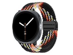 Pulseira Desportiva Elástica Em Nylon Entrançado Para Samsung Galaxy Watch 9 40mm 44mm, Com Fecho Magnético. Arco-íris Preto Hexinyigjly