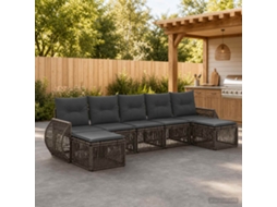 Vidaxl Conjunto De Sofá De Jardim 7 Unid. Cinza E Cinza Escuro Vime Pe