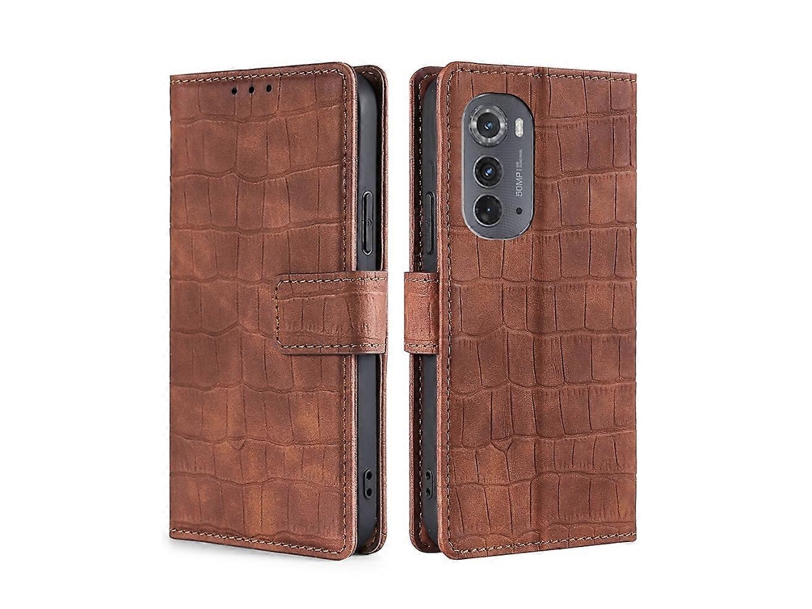 Capa De Couro Sintético Com Fecho Magnético E Textura De Crocodilo Para Motorola Edge 2022
