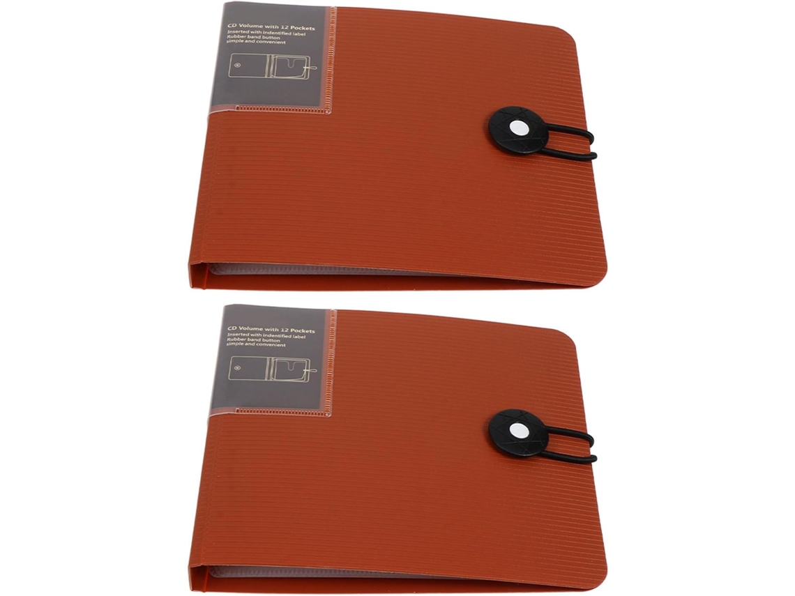 Conjunto De 2 Capas Para Cd Em Pp, 12 Compartimentos, Marrom