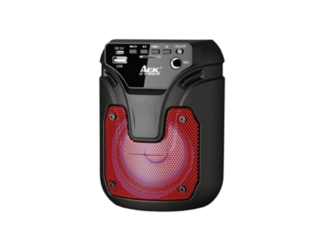 Coluna Wireless Portátil Com Luz Led, 5V,Grelha Em Vermelho S-10302 Aek Cyber (Preto)