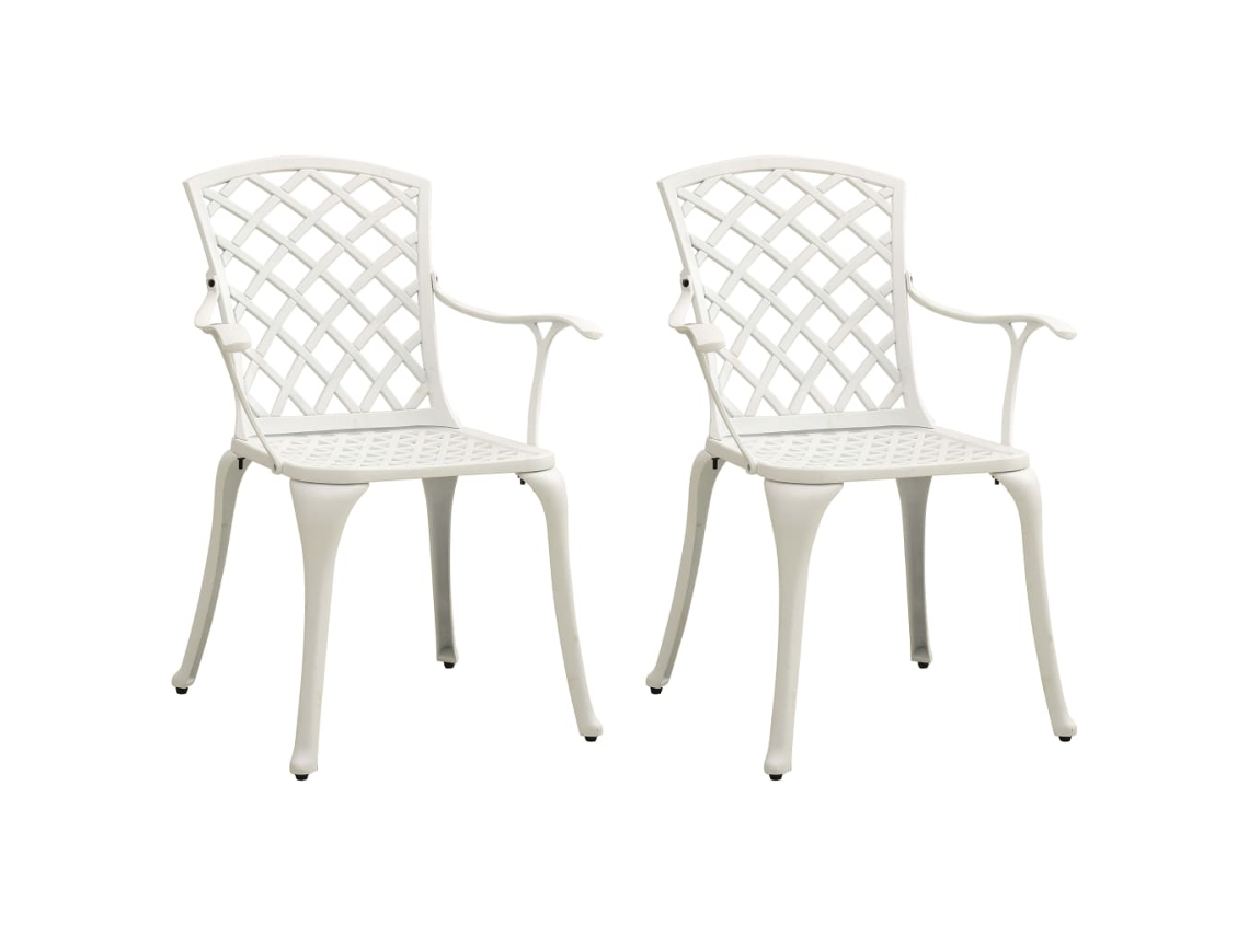 Cadeiras De Jardim 2 Pcs Alumínio Fundido Branco Dkd Home Decor