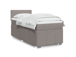 Vidaxl Cama Com Molas/colchão 90x200 Cm Tecido Castanho-acinzentado