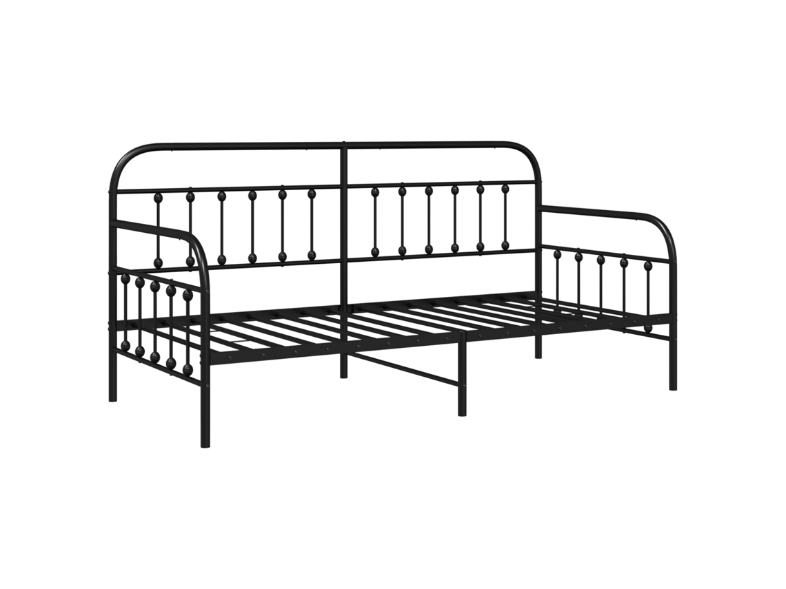 Conjunto 1 Estrutura De Cama De Dia Vidaxl Preto Aço Revestido A Pó (90 X 200 Cm)