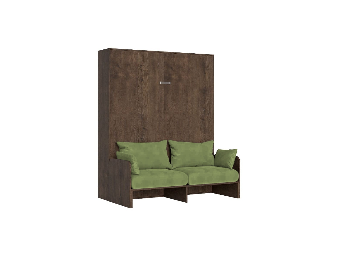 Cama De Casal Dobrável Kentaro 160 Cm Com Sofá De Nogueira, Verde