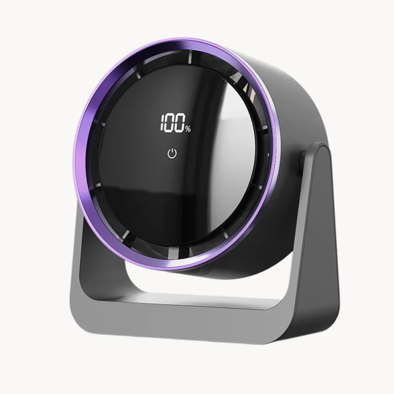 (preto) Ventilador de circulação 2 em 1 para parede/mesa, com visor LCD, USB e suporte para laptop.