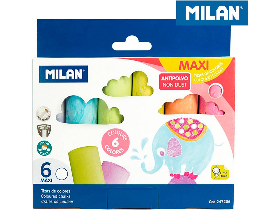 Caixa de 6 Giz Coloridos Maxi MILAN
