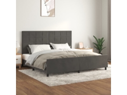 Vidaxl Estrutura De Cama Sem Colchão 200x200 Cm Veludo Cinzento-escuro