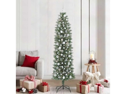 Vidaxl Árvore Slim De Natal Artificial Verde E Branco 210 Cm