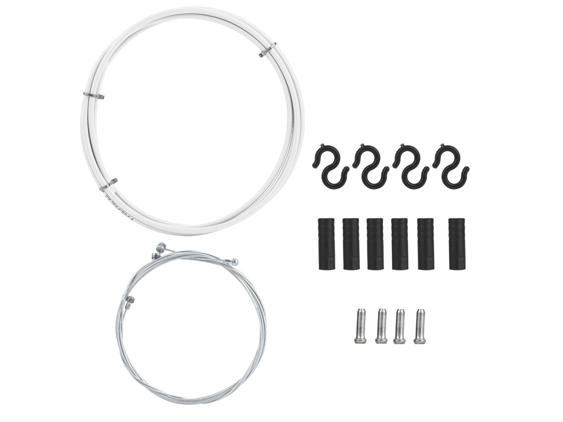 Kit De Cabos De Freio Para Bicicleta De Estrada E Montanha Com Capas Branco