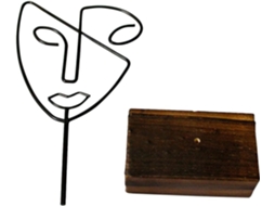 Figura Abstrata Metal Madeira Escura Escultura Artística Moderna Decoração Interiores Escritório Jantar Base GOKOCO