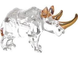 Elegante estátua de rinoceronte de cristal, plana, pequena, compacta e exclusiva para decoração de mesa ou sala de estar - GOKOCO