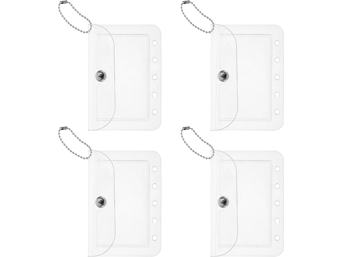 Pasta Organizadora De 5 Argolas Com 4 Bolsos Transparentes, Mini Organizador Portátil Para Agendas E Documentos