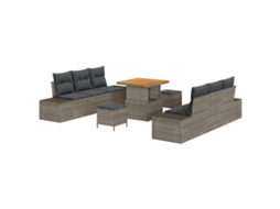 Conjunto 9 Conjunto De Sofá De Jardim Vidaxl Cinzento-claro Vime Pe (80 X 80 X 71 Cm)