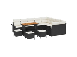 Maison Exclusive - Conjunto De Sofá De Jardim Com Travesseiro 13 Pcs Preto E Creme