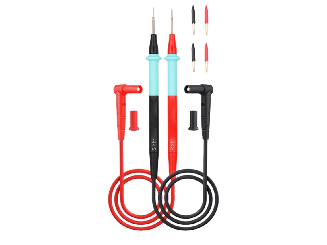 Kit de Sondas para Multímetro Digital com Pontas Finais Fina 20a 100cm Cabo Isolado Silicone Teste Elétrico YURU
