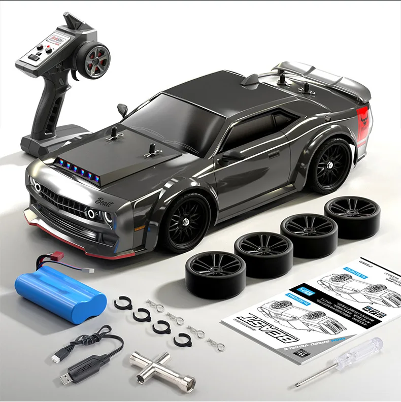 (preto) Carro De Controle Remoto, Velocidade Superior A 70 Km/h, Carro Esportivo De Controle Remoto Com Tração Nas Quatro Rodas Sem Escova.