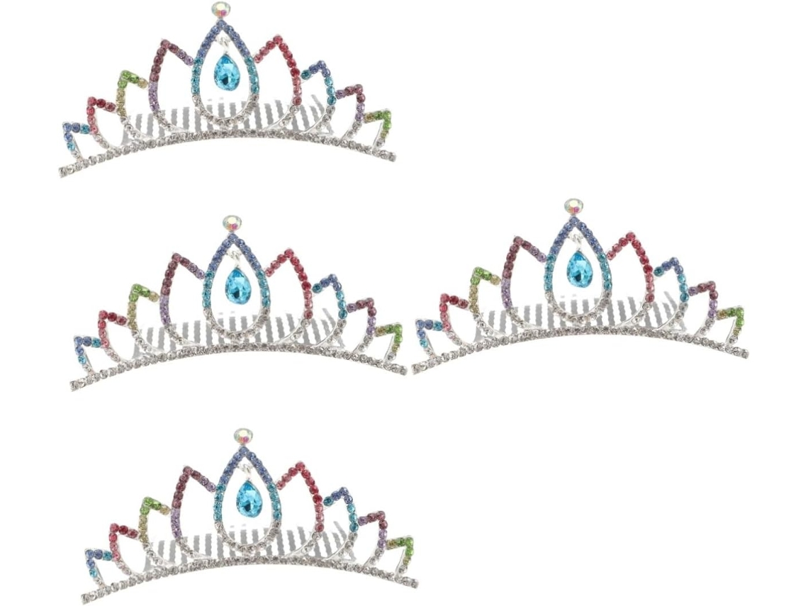 Coroa De Noiva De 4 Peças Com Strass, Acessório De Cabelo Elegante Para Festas E Casamentos.