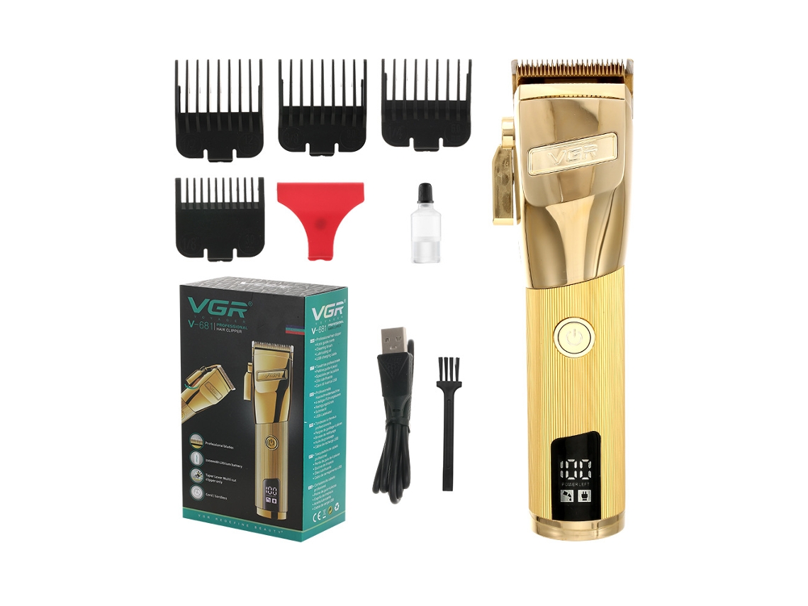 (dourado) Máquina De Cortar Cabelo Elétrica Com Visor Digital Lcd Para Corte Pompadour