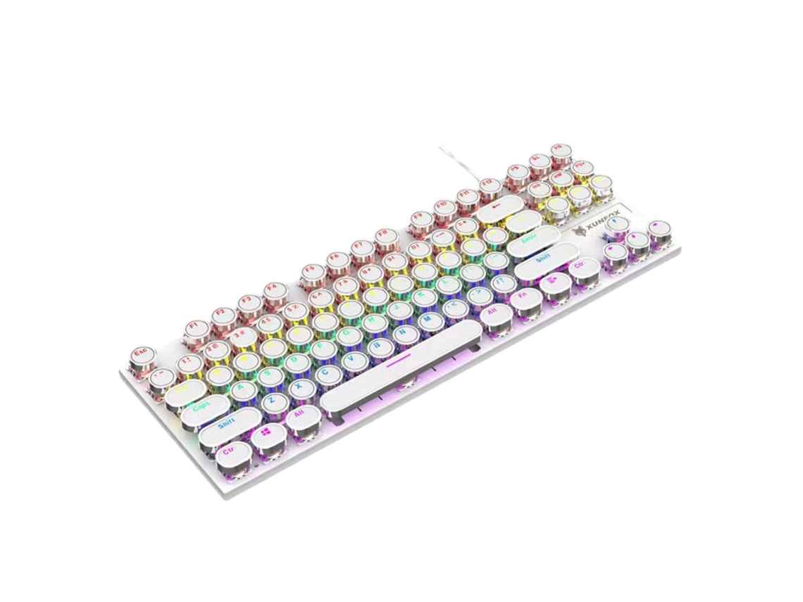 K80 87 Teclas Teclado Mecânico Interruptor Azul Ergonômico Antiderrapante Sensível Mix Retroiluminado Cor Correspondência Usb Desktop Teclado de Jogos