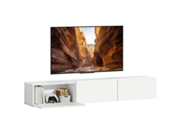 Móvel Tv Suspendu 180 Cm, Móvel Tv Pour Téléviseur Jusqu'à 82 Pouces 3 Portes Rabattables À Fermeture Douce, Branco