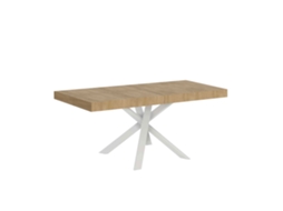 Mesa de Jantar Extensível 90X90/194 Cm Clerk Premium Plano Carvalho Natural Pernas Brancas ITAMOBY