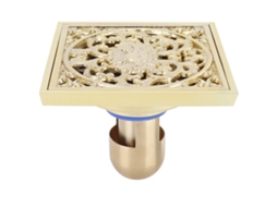 Esgoto de chão dourado de cobre 10x10cm anti odor anti entupimento para cozinha banheiro hotel | S/MARCA