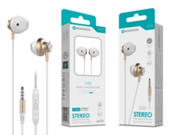 Auriculares Bass Micro Dourado Metal Prateado
