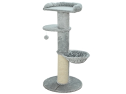 Arranhador 103,5 Cm Torre Com Cama Rede Plataforma Poste De Sisal Extra Grosso Bola Pendurada Cinza Claro