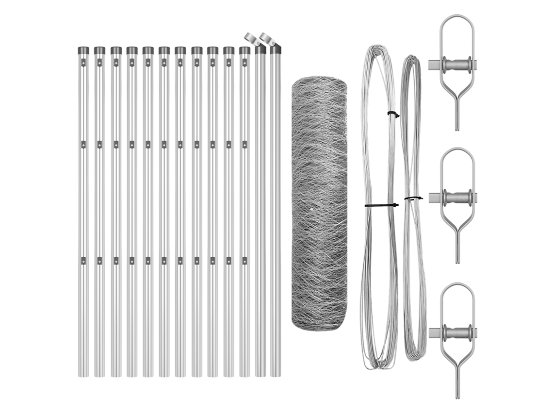 Conjunto 1 Cerca Para Jardim Vidaxl Prateado Aço (25 X 0,5 M)